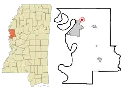 Location of Metcalfe, Mississippi