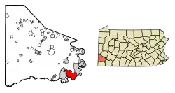 Location of Centerville in Washington County, Pennsylvania.