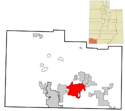 Location in Washington County and the state of Utah