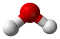 Ball-and-stick model of a water molecule