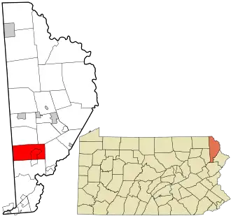 Location in Wayne County and the state of Pennsylvania.