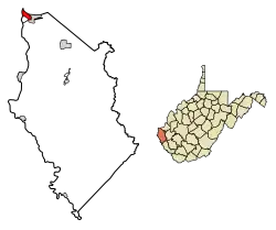 Location of Kenova in Wayne County, West Virginia.