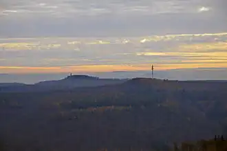 View of the Hortenkopf with transmission tower (right). Rear left: the Weißenberg and Luitpold Tower