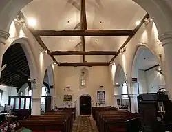 The interior of St Mary and St Peter's Church, where residents sheltered from the fire (pictured in 2021)