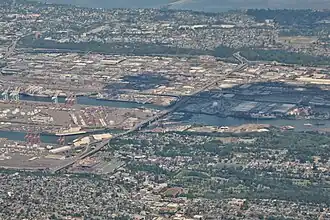 West Seattle Bridge and Spokane Street Viaduct aerial, 2019.jpg