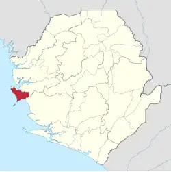 Location of Western Area Rural District in Sierra Leone