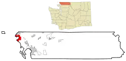 Location of Birch Bay within Whatcom County, Washington