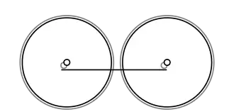 Diagram of two wheels, coupled together with a coupling rod