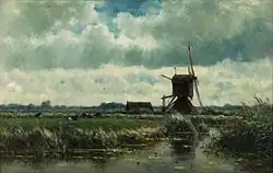 Willem Roelofs (1870): Polder landscape with windmill near Abcoude, Geementemuseum, The Hague.