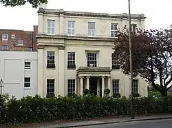 Nos 1–2 Suffolk Square, No 1 Willoughby and attached area railings to Nos 2–12