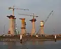 Wind turbine bases under construction