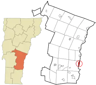 Location in Windsor County and the state of Vermont.