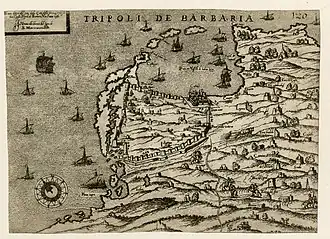 Map of Tripoli dated 1561, shortly after the end of Hospitaller rule