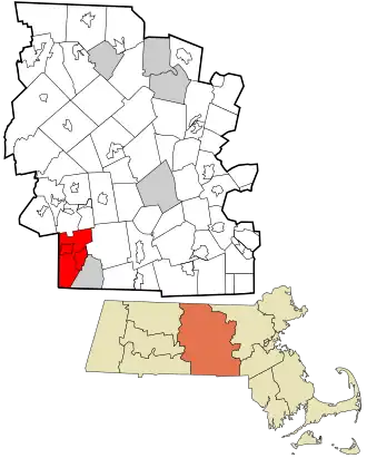 Location in Worcester County and the state of Massachusetts.