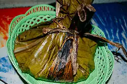 Luwombo tied with a banana fibre