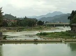 Confluence of the Jinxi Creek and the Huashan River, seen from downtown Xiaoxi