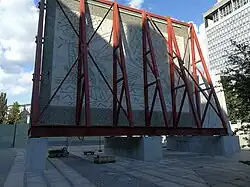 The wall with The Fisherman placed in a temporary steel frame (front)