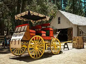 Replica stagecoach displayed at the 1895 Washburn Barn site.
