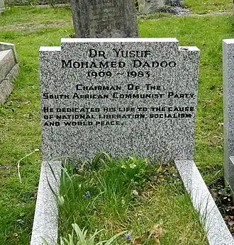 The grave of Yusuf Dadoo