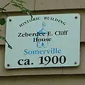 The identifying sign on the face of the Z. E. Cliff House