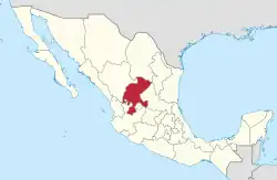 State of Zacatecas within Mexico