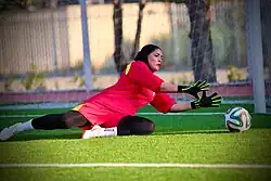 Image 26Goalkeeper Zahra Khajavi of the Iran women's national football team (from Women's association football)