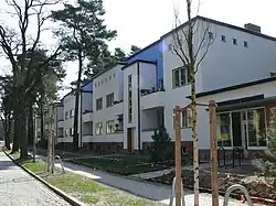 A white modernist building