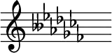 { \magnifyStaff #3/2 \omit Score.TimeSignature \set Staff.keyAlterations = #`((6 . ,DOUBLE-FLAT)(2 . ,FLAT)(5 . ,FLAT)(1 . ,FLAT)(4 . ,FLAT)(0 . ,FLAT)(3 . ,FLAT)) s^"" }