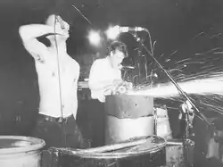 Gatto (left) performing with Babyland in 1995