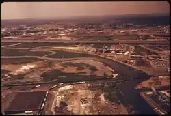 Destruction of wetlands on the Arthur kill waterway in New Jersey. Lands adjacent to the bight, rivers flowing into Nara