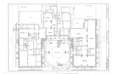 Layout of the first floor of the Villard Houses before the construction of the Palace Hotel